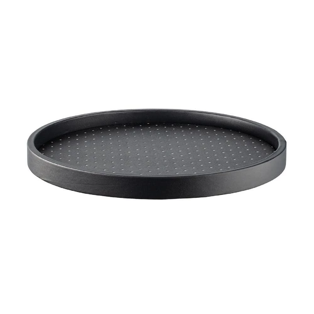 14 in. W x 1.5 in. H x 14 in. D Round Nova Ebonite Vinyl Serving Tray by Kraftware 1 14 in. W x 1.5 in. H x 14 in. D Round Nova Ebonite Vinyl Serving Tray by Kraftware