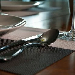 EveryTable 18 in. x 12 in. Black & White 4-Corner PVC Placemat (Set of 6) by Kraftware -Kraftware Sales Store blacks kraftware placemats 42047 31 1000