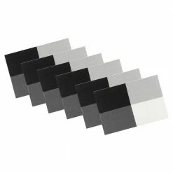 EveryTable 18 in. x 12 in. Black & White 4-Corner PVC Placemat (Set of 6) by Kraftware
