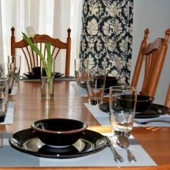 EveryTable 18 in. x 12 in. Black & White Twill PVC Placemat (Set of 6) by Kraftware -Kraftware Sales Store blacks kraftware placemats 43047 31 1000