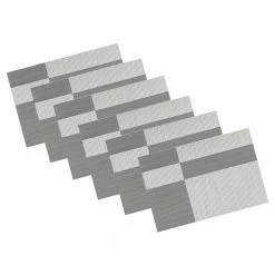 EveryTable 18 in. x 12 in. Black & White Twill PVC Placemat (Set of 6) by Kraftware