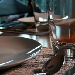 EveryTable 18 in. x 12 in. Black & White Weave PVC Placemat (Set of 6) by Kraftware -Kraftware Sales Store blacks kraftware placemats 46047 31 1000