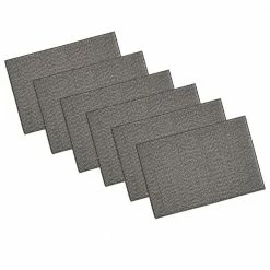 EveryTable 18 in. x 12 in. Black & White Weave PVC Placemat (Set of 6) by Kraftware