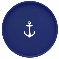 Kasualware Anchor 14 in. Round Serving Tray in Blue by Kraftware