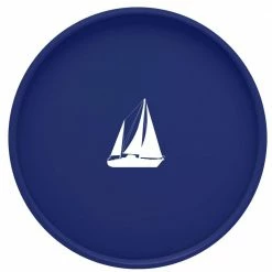 Kasualware Sailboat 14 in. Round Serving Tray in Blue by Kraftware
