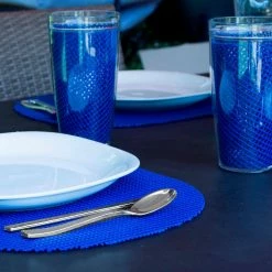 Fishnet 17 in. x 12 in. Blue PVC Covered Jute Oval Placemat (Set of 6) by Kraftware 6 Fishnet 17 in. x 12 in. Blue PVC Covered Jute Oval Placemat (Set of 6) by Kraftware -Kraftware Sales Store blues kraftware placemats 33746 4f 1000