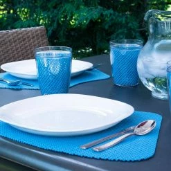 Fishnet 19 in. x 13 in. Niagara Blue PVC Covered Jute Wedge Placemat (Set of 6) by Kraftware -Kraftware Sales Store blues kraftware placemats 39549 31 1000