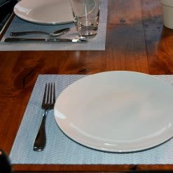 EveryTable 18 in. x 12 in. Blue Waves PVC Placemat (Set of 6) by Kraftware -Kraftware Sales Store blues kraftware placemats 44947 31 1000