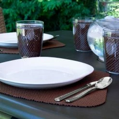 Fishnet 19 in. x 13 in. Chocolate PVC Covered Jute Wedge Placemat (Set of 6) by Kraftware -Kraftware Sales Store browns tans kraftware placemats 32549 31 1000
