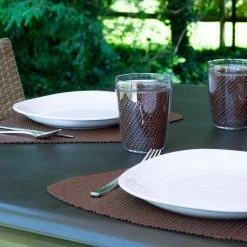 Fishnet 19 in. x 13 in. Chocolate PVC Covered Jute Wedge Placemat (Set of 6) by Kraftware -Kraftware Sales Store browns tans kraftware placemats 32549 4f 1000
