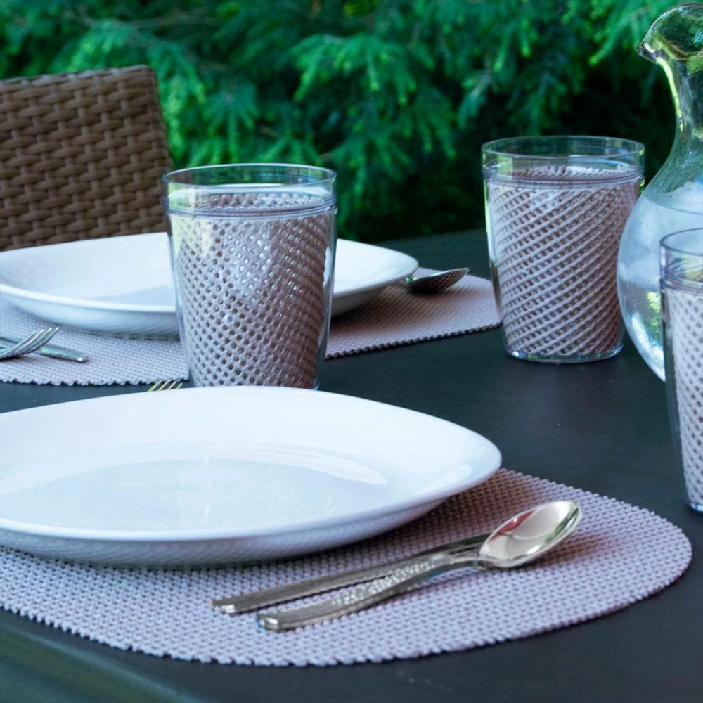 Fishnet 17 in. x 12 in. Tan PVC Covered Jute Oval Placemat (Set of 6) by Kraftware 4 Fishnet 17 in. x 12 in. Tan PVC Covered Jute Oval Placemat (Set of 6) by Kraftware - Image 4