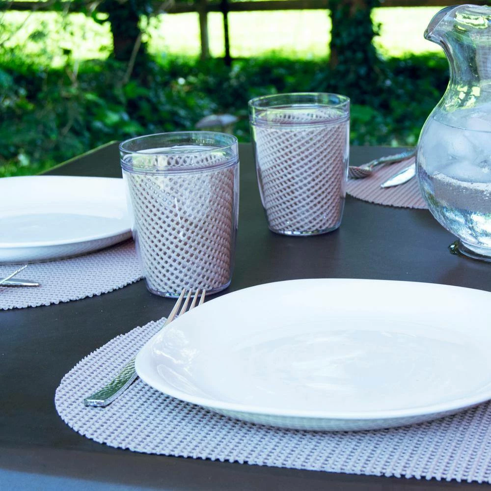 Fishnet 17 in. x 12 in. Tan PVC Covered Jute Oval Placemat (Set of 6) by Kraftware 3 Fishnet 17 in. x 12 in. Tan PVC Covered Jute Oval Placemat (Set of 6) by Kraftware - Image 3