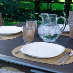 Fishnet 17 in. x 12 in. Camel PVC Covered Jute Oval Placemat (Set of 6) by Kraftware -Kraftware Sales Store browns tans kraftware placemats 38646 31 1000