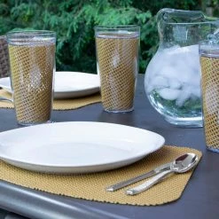 Fishnet 19 in. x 13 in. Bronze Mist PVC Covered Jute Wedge Placemat (Set of 6) by Kraftware -Kraftware Sales Store browns tans kraftware placemats 39849 31 1000