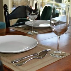 EveryTable 18 in. x 12 in. Double Border Two-Tone Taupe PVC Placemat (Set of 6) by Kraftware -Kraftware Sales Store browns tans kraftware placemats 42447 31 1000