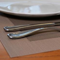 EveryTable 18 in. x 12 in. Two-Tone Taupe PVC Placemat (Set of 6) by Kraftware -Kraftware Sales Store browns tans kraftware placemats 42547 4f 1000