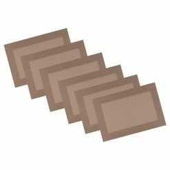EveryTable 18 in. x 12 in. Two-Tone Taupe PVC Placemat (Set of 6) by Kraftware