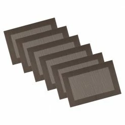 EveryTable 18 in. x 12 in. Two-Tone Brown PVC Placemat (Set of 6) by Kraftware