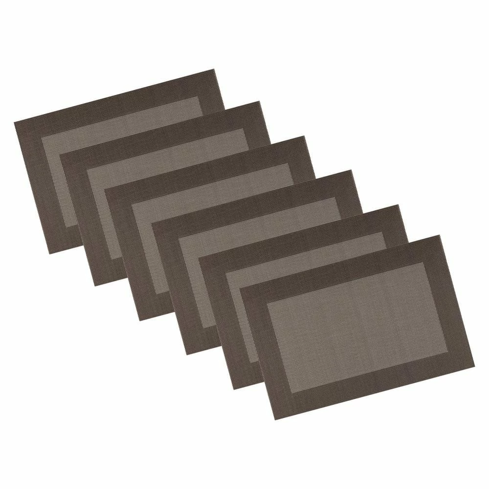 EveryTable 18 in. x 12 in. Two-Tone Brown PVC Placemat (Set of 6) by Kraftware 1 EveryTable 18 in. x 12 in. Two-Tone Brown PVC Placemat (Set of 6) by Kraftware