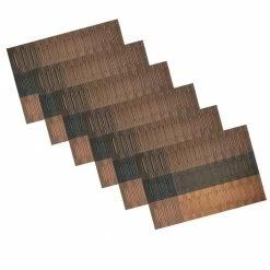 EveryTable 18 in. x 12 in. Coffee & Black Bamboo PVC Placemat (Set of 6) by Kraftware
