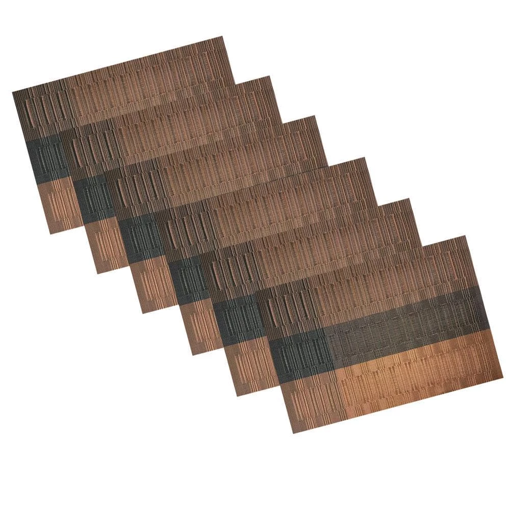 EveryTable 18 in. x 12 in. Coffee & Black Bamboo PVC Placemat (Set of 6) by Kraftware 1 EveryTable 18 in. x 12 in. Coffee & Black Bamboo PVC Placemat (Set of 6) by Kraftware