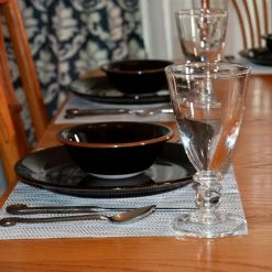 EveryTable 18 in. x 12 in. Brown Natural Waves PVC Placemat (Set of 6) by Kraftware -Kraftware Sales Store browns tans kraftware placemats 45047 31 1000