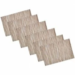 EveryTable 18 in. x 12 in. Brown Curry and Natural Woven PVC Placemat (Set of 6) by Kraftware