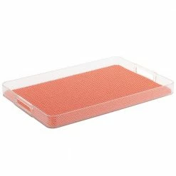 Fishnet 19 in. W x 1.5 in. H x 13 in. D Rectangular Burnt Coral Acrylic Serving Tray by Kraftware
