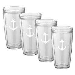 Kasualware Anchor 22 oz. Doublewall Tall Tumbler (Set of 4) by Kraftware