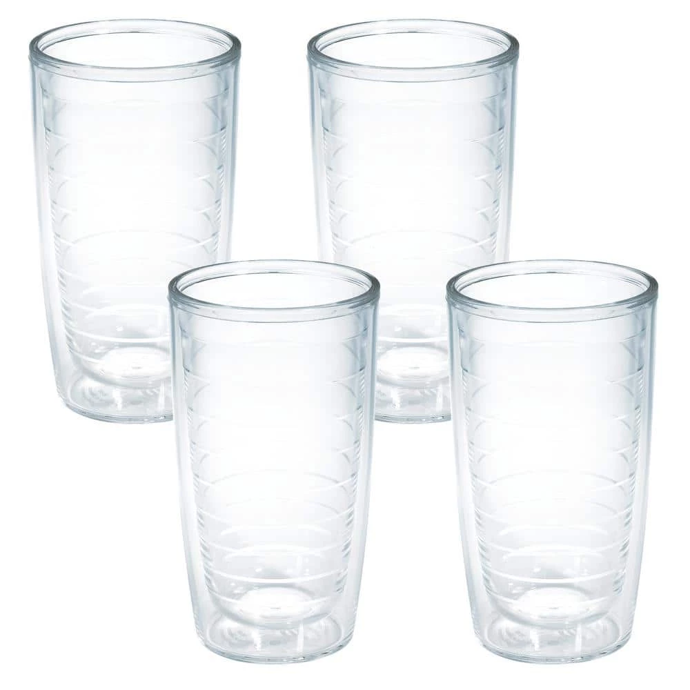 Clear Plastic 16 oz. 4-Pack Double Walled Insulated Tumbler No Lid by Tervis 1 Clear Plastic 16 oz. 4-Pack Double Walled Insulated Tumbler No Lid by Tervis