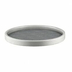 14 in. W x 1.5 in. H x 14 in. D Round Stonehenge Midnight Vinyl Serving Tray by Kraftware