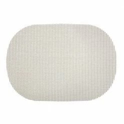 Fishnet 17 in. x 12 in. Light Gray PVC Covered Jute Oval Placemat (Set of 6) by Kraftware