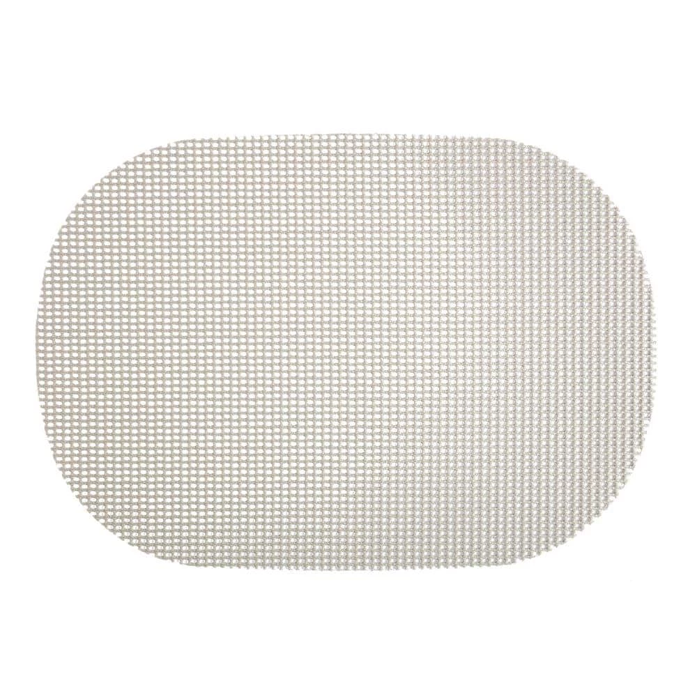 Fishnet 17 in. x 12 in. Light Gray PVC Covered Jute Oval Placemat (Set of 6) by Kraftware 1 Fishnet 17 in. x 12 in. Light Gray PVC Covered Jute Oval Placemat (Set of 6) by Kraftware