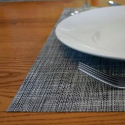 EveryTable 18 in. x 12 in. Charcoal Woven PVC Placemat (Set of 6) by Kraftware -Kraftware Sales Store grays kraftware placemats 44547 4f 1000