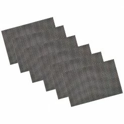 EveryTable 18 in. x 12 in. Gun Metal Gray Metallic Woven PVC Placemat (Set of 6) by Kraftware
