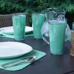 Fishnet 22 oz. Green Ash Doublewall Insulated Drinkware (Set of 4) by Kraftware -Kraftware Sales Store green ash kraftware drinking glasses sets 40024 4f 1000