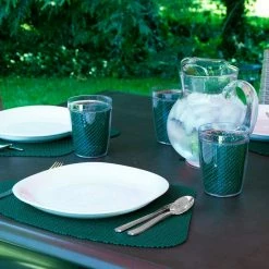 Fishnet 19 in. x 13 in. Hunter Green PVC Covered Jute Wedge Placemat (Set of 6) by Kraftware -Kraftware Sales Store greens kraftware placemats 31349 31 1000