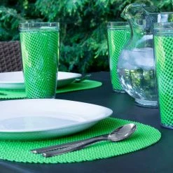 Fishnet 17 in. x 12 in. Lime Green PVC Covered Jute Oval Placemat (Set of 6) by Kraftware -Kraftware Sales Store greens kraftware placemats 37646 4f 1000