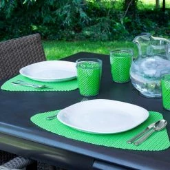Fishnet 19 in. x 13 in. Lime Green PVC Covered Jute Wedge Placemat (Set of 6) by Kraftware -Kraftware Sales Store greens kraftware placemats 37649 31 1000