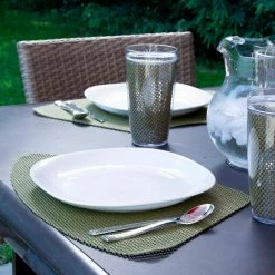 Fishnet 19 in. x 13 in. Moss PVC Covered Jute Wedge Placemat (Set of 6) by Kraftware -Kraftware Sales Store greens kraftware placemats 38349 4f 1000