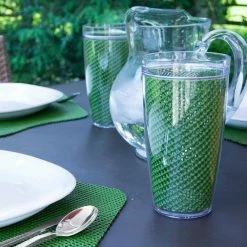 Fishnet 19 in. x 13 in. Kale Green PVC Covered Jute Wedge Placemat (Set of 6) by Kraftware -Kraftware Sales Store greens kraftware placemats 39649 4f 1000