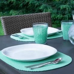 Fishnet 17 in. x 12 in. Green Ash PVC Covered Jute Oval Placemat (Set of 6) by Kraftware -Kraftware Sales Store greens kraftware placemats 40046 4f 1000