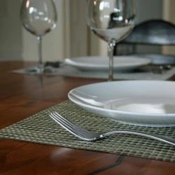 EveryTable 18 in. x 12 in. Transparent Moss Green Woven PVC Placemat (Set of 6) by Kraftware 7 EveryTable 18 in. x 12 in. Transparent Moss Green Woven PVC Placemat (Set of 6) by Kraftware -Kraftware Sales Store greens kraftware placemats 43747 31 1000