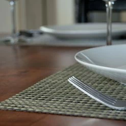 EveryTable 18 in. x 12 in. Transparent Moss Green Woven PVC Placemat (Set of 6) by Kraftware 6 EveryTable 18 in. x 12 in. Transparent Moss Green Woven PVC Placemat (Set of 6) by Kraftware -Kraftware Sales Store greens kraftware placemats 43747 4f 1000