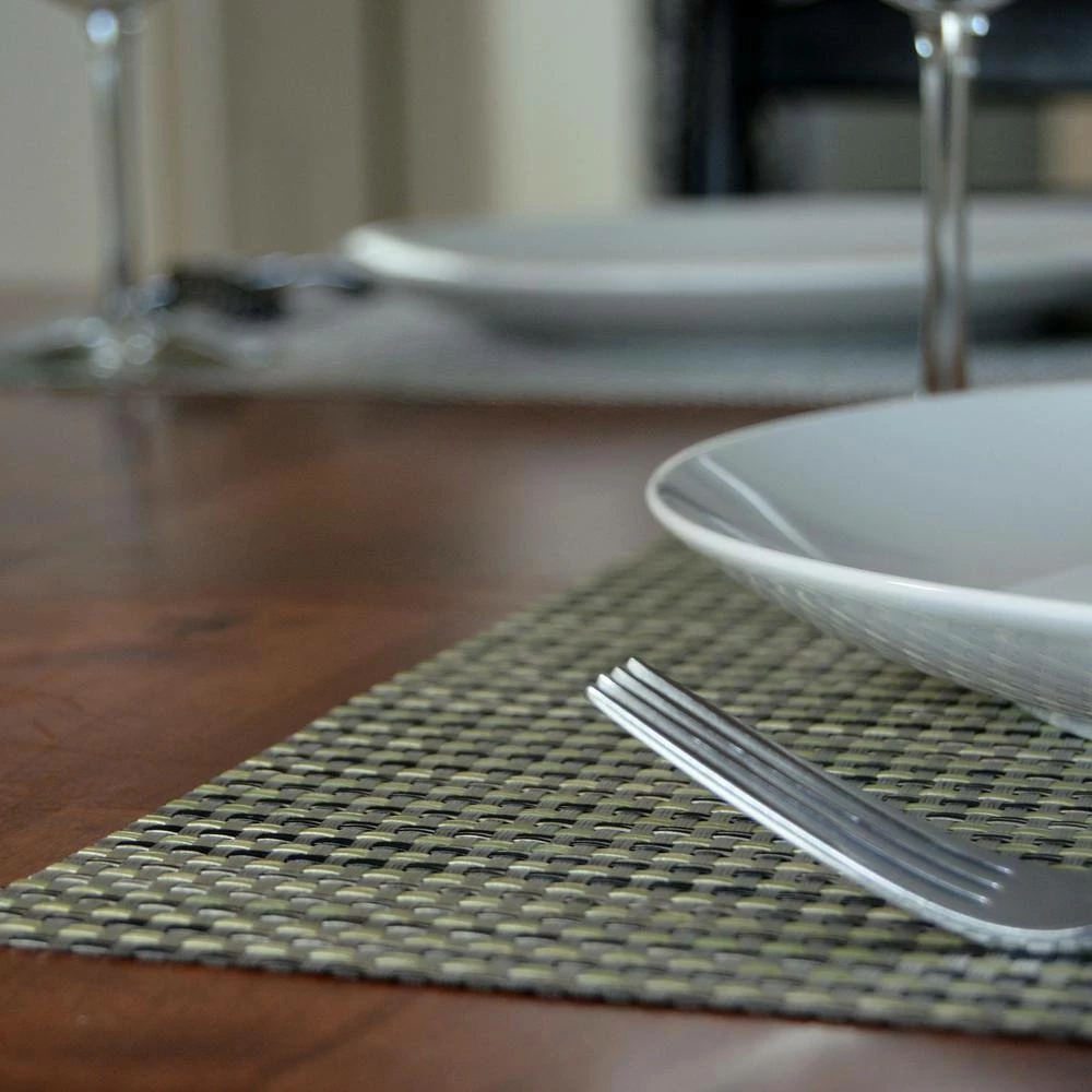 EveryTable 18 in. x 12 in. Transparent Moss Green Woven PVC Placemat (Set of 6) by Kraftware 3 EveryTable 18 in. x 12 in. Transparent Moss Green Woven PVC Placemat (Set of 6) by Kraftware - Image 3