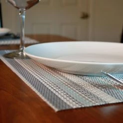 EveryTable 18 in. x 12 in. Green Ocean Stratum PVC Placemat (Set of 6) by Kraftware -Kraftware Sales Store greens kraftware placemats 44047 4f 1000