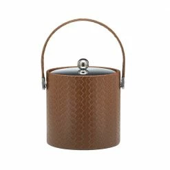 San Remo Pinecone 3 Qt. Ice Bucket with Stitched Handle, Metal Lid by Kraftware