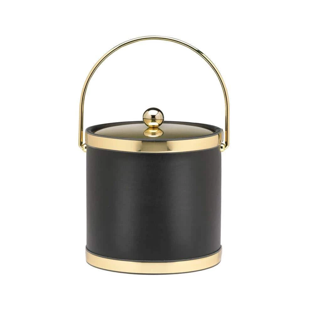 Sophisticates 3 Qt. Black w/Polished Brass Ice Bucket with Bale Handle, Metal Cover by Kraftware 1 Sophisticates 3 Qt. Black w/Polished Brass Ice Bucket with Bale Handle, Metal Cover by Kraftware