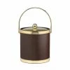 Sophisticates 3 Qt. Brown and Polished Brass Ice Bucket with Bale Handle, Metal Lid (Case of 6) by Kraftware