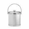 Sophisticates 3 Qt. White and Brushed Chrome Ice Bucket with Bale Handle, Metal Lid (Case of 6) by Kraftware